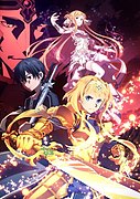 Visual key pertama Sword Art Online: Alicization - War of Underworld dengan Kirito, Alice Zuberg, Asuna (Goddess of Creation Stacia) dan Gabriel Miller (Dark God Vecta).