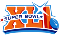 Merki Super Bowl. Textinn Superbowl í forgrunni og XLI í bakgrunni.