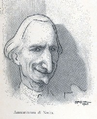 Augusto Majani, detto Nasica,  in una auto - caricatura