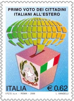 Francobollo del 2006 celebrativo del "Primo voto dei cittadini italiani all'estero"
