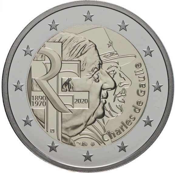 Monedă comemorativă de 2 euro Franța 2020 degaulle appeal.jpeg
