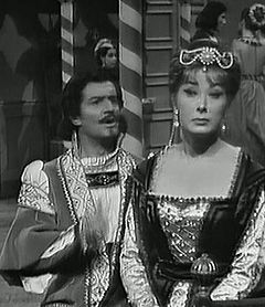 Lelio Luttazzi e Lauretta Masiero in una scena de Il fornaretto di Venezia, da Biblioteca di Studio Uno, 1964