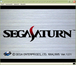 Immagine della schermata di avvio del Sega Saturn sotto emulazione del SSF