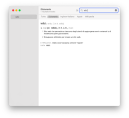 Dizionario su macOS Big Sur