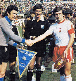 Italia-Polonia 2-2, Turín, 19 de abril de 1980, Zoff y Rudy.jpg