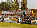 La curva sud del Voltini festeggia l'approdo dei gialloblù in Serie C1 al termine della stagione 1978-1979
