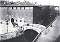 Via San Marco e il ponte dei medici a Milano. Il ponte era situato all'ingresso del laghetto di San Marco. Il canale che si vede a monte è il Naviglio di San Marco