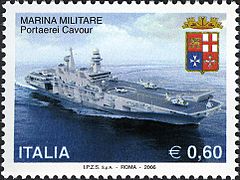 Francobollo celebrativo delle Poste Italiane dedicato al Cavour.