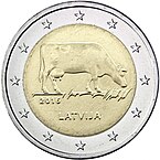 Pièce commémorative de 2 euros Lettonie 2016 cow.jpeg