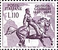 Repubblica Italiana 1957 150º anniversario della nascita e 75º anniversario della morte di Giuseppe Garibaldi