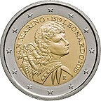 Monedă comemorativă de 2 euro san marino 2019 leonardo.jpg