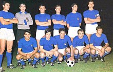 La nazionale italiana scesa in campo nella ripetizione della finale del campionato europeo 1968, con quattro interisti nell'undici di partenza: Burgnich, Domenghini, il capitano Facchetti e Mazzola.