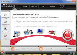 Nero StartSmart permette di accedere rapidamente a tutti i programmi della suite.