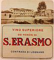 Etichetta risalente all'inizio del Novecento del vino "Colli di sant'Erasmo"