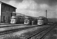 La stazione FMS di Palmas Suergiu negli anni di attività ferroviaria. I treni attraversarono il centro sulcitano sino al 1974