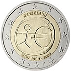 Monedă comemorativă de 2 euro EMU Olanda 2009.jpg