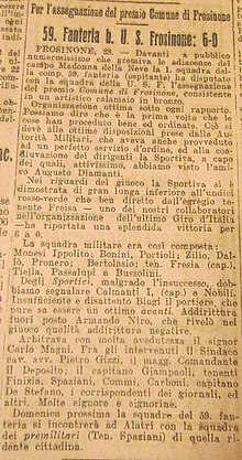 La Gazzetta dello Sport: 28/6/1922, 59º Fanteria-U.S. Frusinate