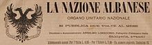 La testata principale de La Nazione Albanese, rivista fondata da Anselmo Lorecchio nel 1897