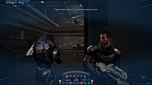 Shepard e Garrus durante una sparatoria