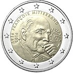 2 euro herdenkingsmunt frankrijk 2016 Mitterrand.jpeg