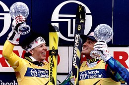 Cupa Mondială de Schi Alpin - Bormio, 1995 - Vreni Schneider și Alberto Tomba.jpg