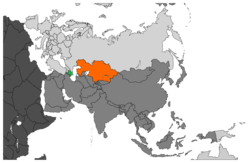 Map indicating locations of Azerbaijan and Kazakhstan