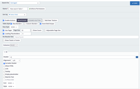 Figure 3: CiviCRM SearchKit Advance Table Settings