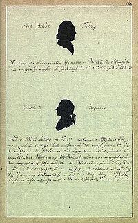 Baltazara fon Bergmana (apakšā) ēnu profils (J.K.Broces zīmējums)