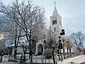 Baznīca no Atbrīvošanas alejas puses, 2020. g. ziemā.