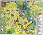 Jelgavas tūristu plāns ar tālaika latviskajiem ielu nosaukumiem un ievērojamākajām ēkām (1936)