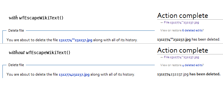 File:Escaping wikitext on file delete form.png