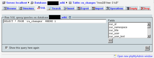 Run SQL query queries database screenshot