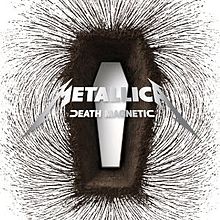 A magnetic field around a coffin-shaped structure. Over it is the text "Metallica - Death Magnetic".