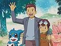 Daisuke masa depan (tengah) bersama dengan anaknya, V-mon dan Chibimon