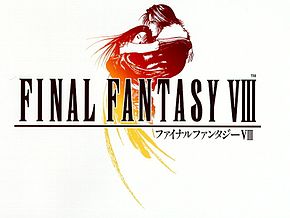 Logo Final Fantasy VIII menunjukkan lakaran Squall dan Rinoa.