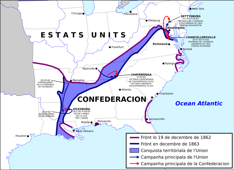 Fichièr:Guèrra de Secession - Operacions principalas de 1863.png