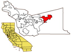 Location of Livermore within Alameda County, California.