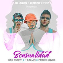 Ficheiro:220px-Bad Bunny, Prince Royce & J Balvin featuring Mambo Kingz & DJ Luian - Sensualidad.jpeg