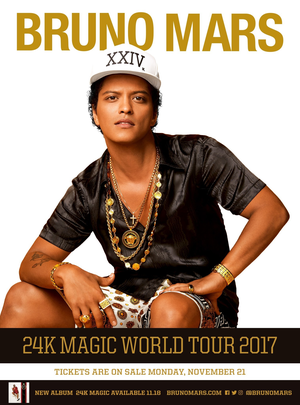 24K Magic World Tour: Antecedentes e anúncio, Repertório, Datas
