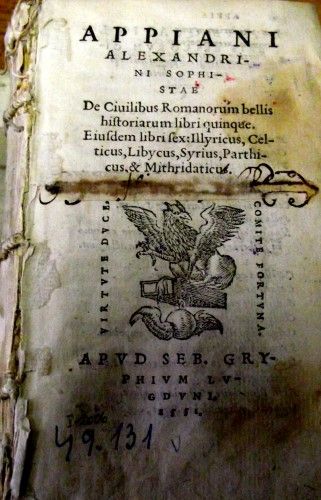 Fișier:De Civilibus romanorum bellis - historiarum libri quinque.- Eiusdem libri sex Ilyricum, Ce--lticus, Libycus, Syrius, Parthi- (...) (Carte veche și manuscris) 2049 26.01.2015 Tezaur 673D3C19BBFF41F9BDF28682F15C7375.jpg