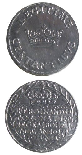 Fișier:Medalie dedicată încoronării lui Ferdinand al II-lea ca rege al Boemiei (Medalistică) 2224 02.06.2009 Tezaur 54955124C5404C1FA52E8677B43A36B4.jpg