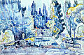 Bazinul de apă din curtea casei lui Cézanne, acuarelă, 1920