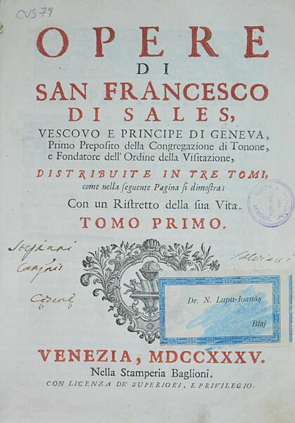 Fișier:Opere di San Francesco di Sales vescovo e principe di Geneva (Carte veche și manuscris) 3173 10.12.2019 Fond 2EE7BA5CACF3470CA2A48603DB6D1521.jpg