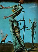 Girafa în Flăcări; de Salvador Dalí; 1937; ulei pe panou; 35 × 27 cm; Kunstmuseum din Basel (Basel, Elveția)