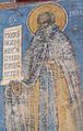 Daniil Sihastrul reprezentat ca sfânt pe pereţii exteriori ai bisericii Mănăstirii Voroneţ