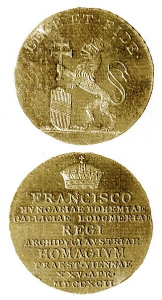 Fișier:Medalie (jeton) dedicată depunerii jurământului de fidelitate a Austriei față de Francisc I (Medalistică) 2804 16.12.2004 Tezaur E8EC74D478DF44809B6706374A08857D.jpg