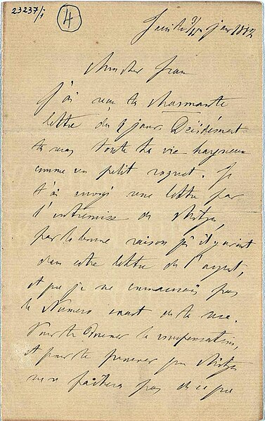 Fișier:Scrisoare trimisă de Mihail Kogălniceanu fiului său, Ion, pe 3-15 ianuarie 1882, din Iași (Carte veche și manuscris) 2966 05.12.2018 Fond 84B9C321374E4AB9B2736D64EA47CEF5.jpg