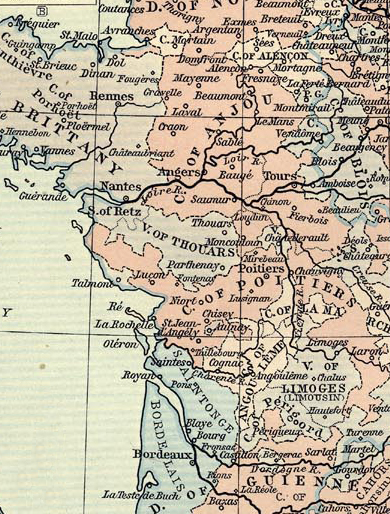 Виконтство Лимож на карте Франции 1328 года