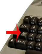 Tecla Shift Lock en un teclado Commodore 64