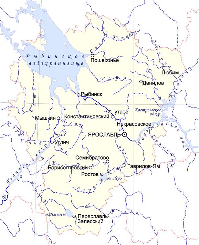 Карта Рыбинского озера для рыбалки